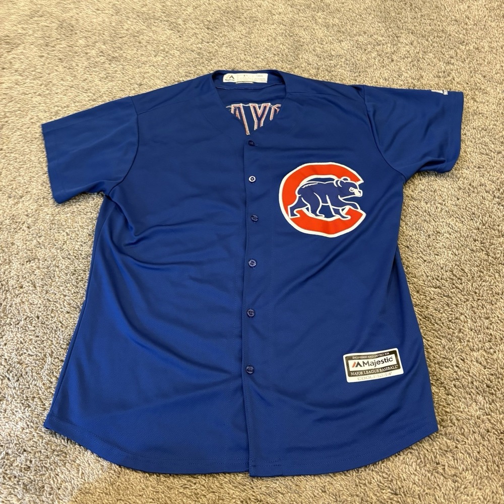 Majestic MLB Chicago Cubs Kris Bryant #17 Blue Cool Base Jersey Size Medium
